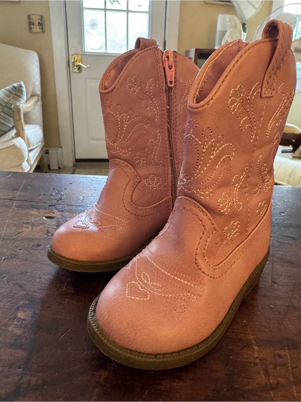 Cat & Jack Pink Girls' Embroidered Western Boots